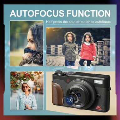 NBD K100 Appareil Photo numérique 4K & 56MP - Caméra Vlogging pour Youtube avec Zoom 16X - Carte SD 32GB - 2 Battries