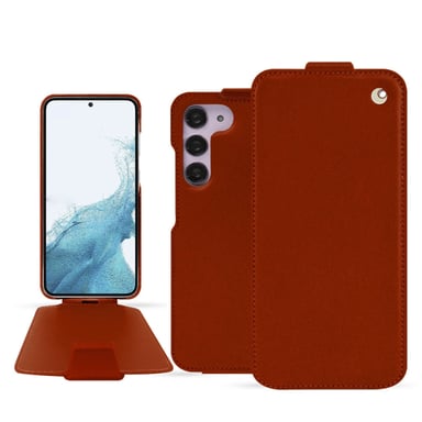 Housse cuir Samsung Galaxy S23 -  - Orange - Cuir vegan