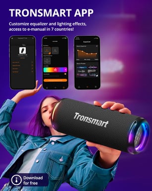 Tronsmart T7 Lite Altavoz Bluetooth 5.3, 30W Altavoz Potente Portátil con Luz LED de Color, Impermeable IPX7, Sonido Estéreo, Control de la App, Apoya TF, SD, para Fiestas, Exterior