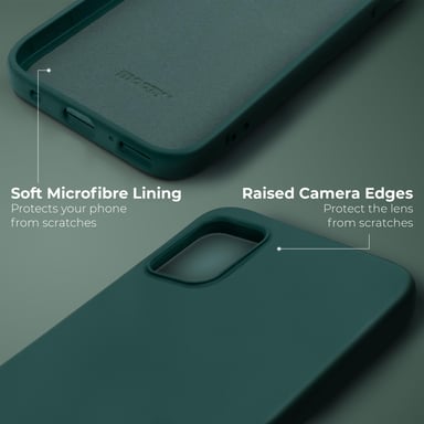 Moozy Lifestyle. Custodia progettata per Samsung A51, verde scuro - Custodia in silicone liquido con finitura opaca e rivestimento in morbida microfibra.