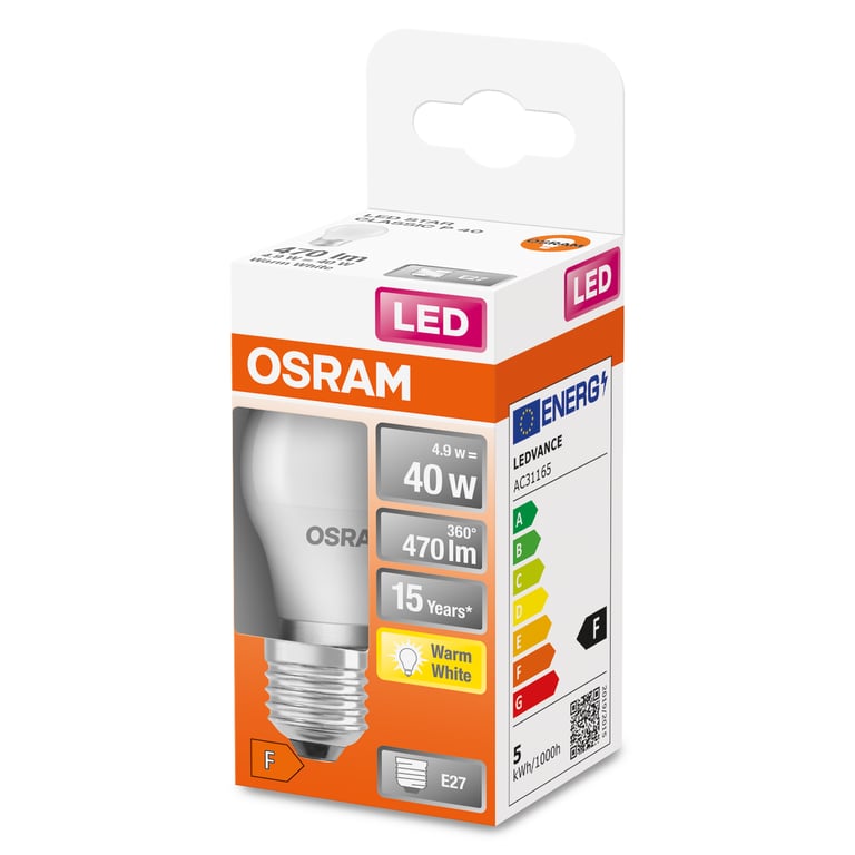 OSRAM LED sphérique dépolie+radiateur E27 chaud - vue 4