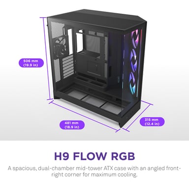 NZXT H9 Flow RGB+ Midi Tower Noir