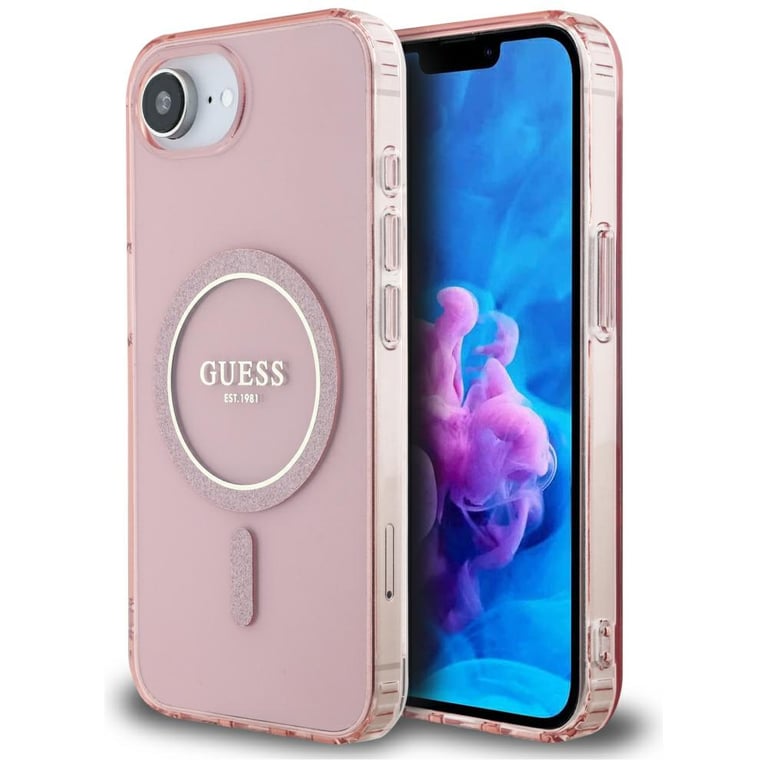 Guess Étui IML Glitter Circle MagSafe pour iPhone 16e
