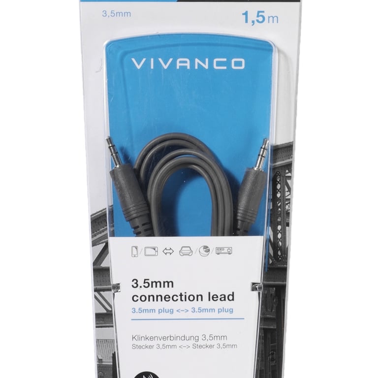 Vivanco Noir B46/10 15 Câble Audio 1,5 M 3,5Mm - Neuf - Image 3