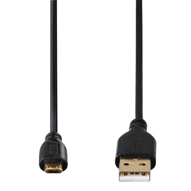 Câble micro-USB, doré, antitorsion, noir, 0,75m