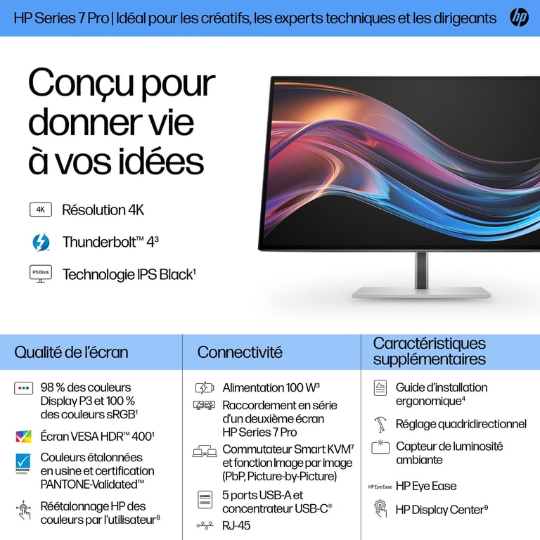 HP Écran 4K Thunderbolt 4 Series 7 Pro 27 pouces - 727pk - Neuf