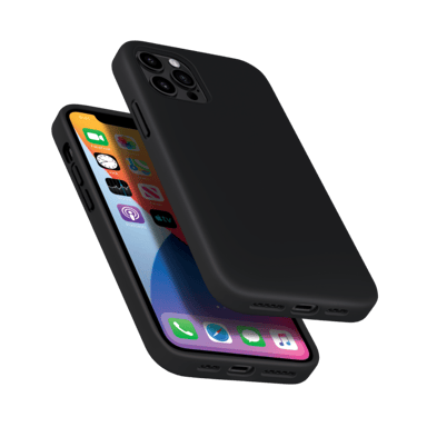 Custodia antiurto in morbido silicone gel per Apple iPhone 12/12 Pro, nero satinato