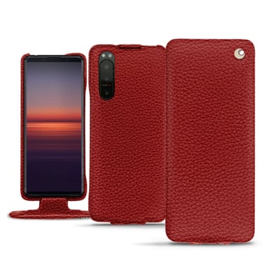 Housse cuir Sony Xperia 5 II - Rabat vertical - Rouge - Cuir grainé