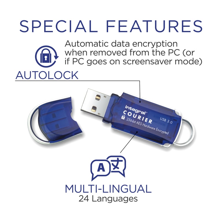 Clé USB INTEGRAL Courier FIPS 197 chiffrée USB 3.0 - vue 2