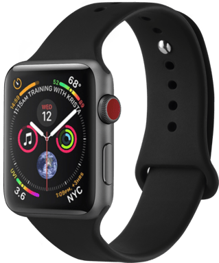 Bracelet en gel de silicone doux pour Apple Watch® Series 1/2/3/4 38/40mm, Noir de jais