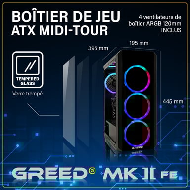 MK2 FE - PC Gamer - AMD Ryzen 5 5500 - Nvidia Geforce RTX 5050 - Rapide Bureau PC Gaming - 16 GO RAM DDR4 - 512 GO SSD - Ordinateur avec WiFi + Windows 11 Pro