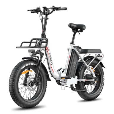 Bicicleta eléctrica plegable FAFREES F20 Max con batería LG de 48 V y 30 Ah y pantalla LCD - Blanca