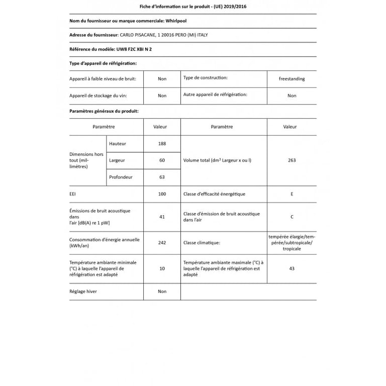 Whirlpool UW8F2CXBIN2 - vue 7