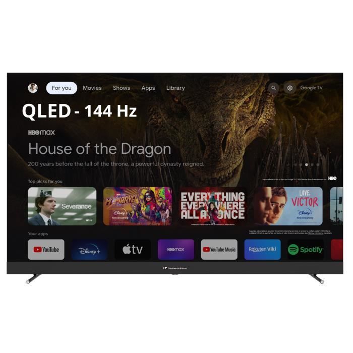 Continental Edison - Celedgam65Ql24B6 - TV Led - 4K UHD QLED 144Hz- 65 (164 Cm) - Smart Google TV - WiFi Bluetooth - 4Xhdmi - 3Xusb