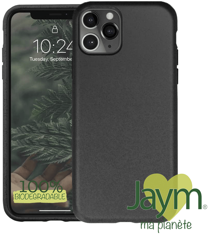 JAYM - Coque 100% Biodégradable Noire pour Apple iPhone 13 Pro Max ? Écologique - Souple et résistan