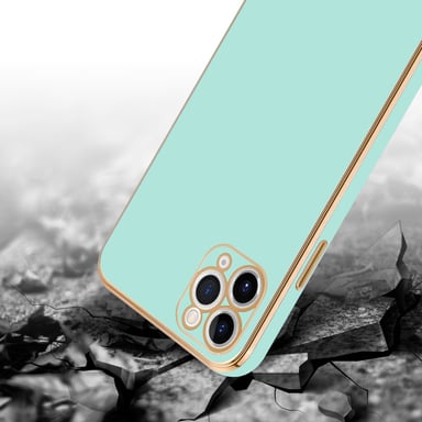 Coque pour Apple iPhone 11 PRO en Glossy Vert Menthe - Or Housse de protection Étui en silicone TPU flexible et avec protection pour appareil photo