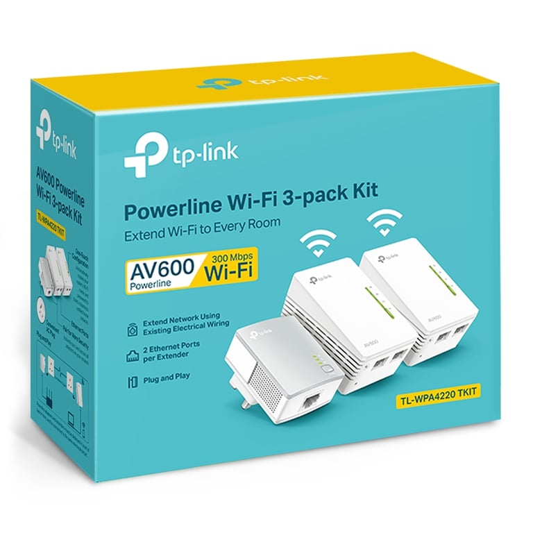 TP Link AV500 Powerline WiFi Extender 2 pack TL WPA4220 KIT - vue 3