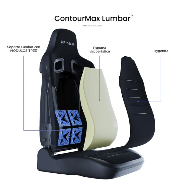 Chaise Gaming Vertagear PL4800 HygennX – Ergonomie ContourMax™ Assise VertaAir™ Tissu Antimicrobien Neuf - vue 2
