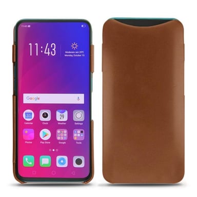Carcasa de piel Oppo Find X - Tapa trasera - Marrón - Piel lisa