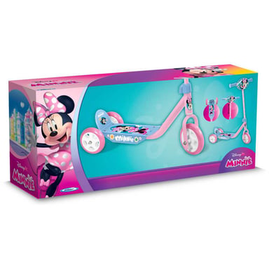 Patinete infantil Minnie MN432050 3 ruedas plataforma antideslizante manillar ajustable empuñaduras anti-pinchazo Rosa/Azul