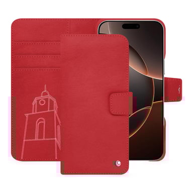 Étui portefeuille cuir Apple iPhone 16 Pro -  - Rouge - Cuir lisse premium
