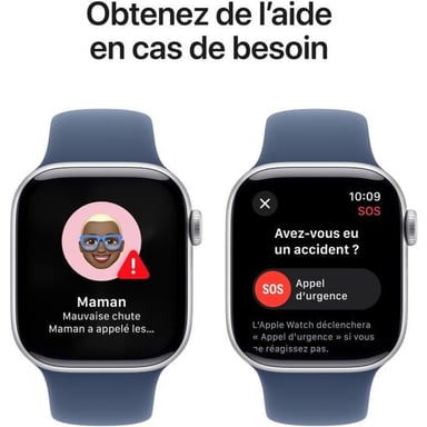 Apple Watch Series 10 (2024) GPS, Cassa Argento da 42mm con Cinturino in Gomma M/L, Blu