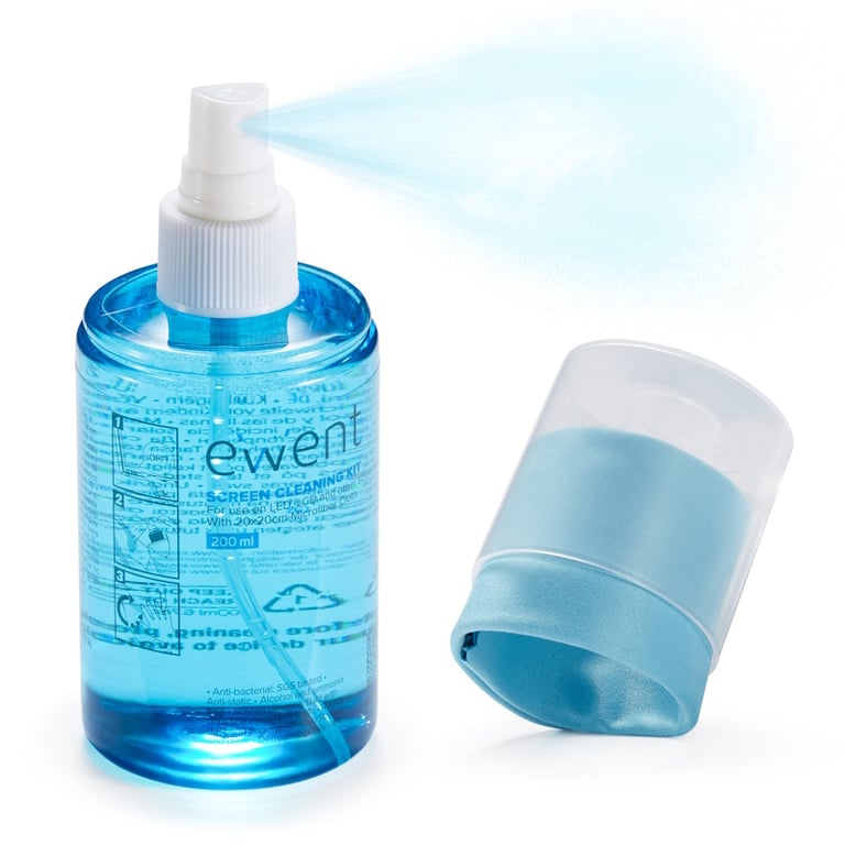 Ewent EW5671 kit de nettoyage pour ordinateur ÉcransPlastiques Liquide de nettoyage d'équipement électronique 200 ml - vue 2