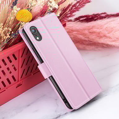 Zanaé Funda tipo cartera para iPhone XR con función de soporte y lengüeta magnética Rosa