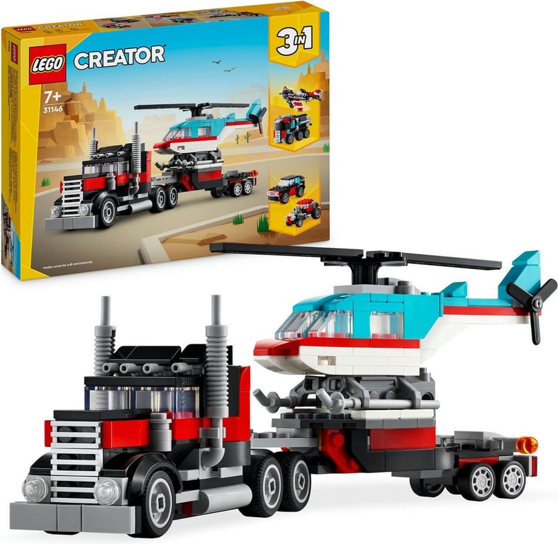 Camion Remorque avec Hélicoptère LEGO Creator 31146 - Jeu de Construction Amusant - Neuf
