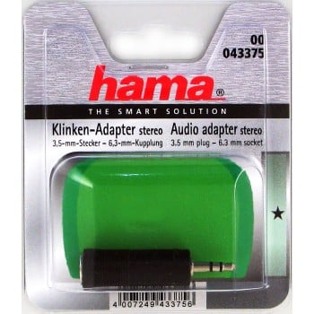 Hama Audio Adapter 3,5 mm Male Plug Stereo - 6,3 mm Female Jack Stereo 3.5 mm M 6.3 mm F Noir
