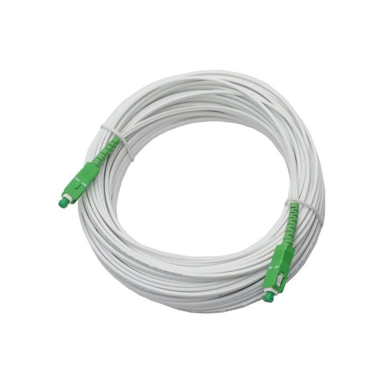 Câble fibre optique LINEAIRE 20 m Monomode SC-APC vers SC-APC APC/APC FTTH Blanc - Neuf
