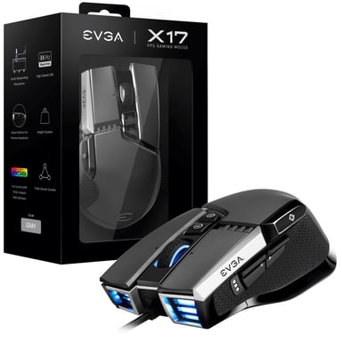 EVGA X17 ratón Juego mano derecha USB tipo A Óptico 16000 DPI