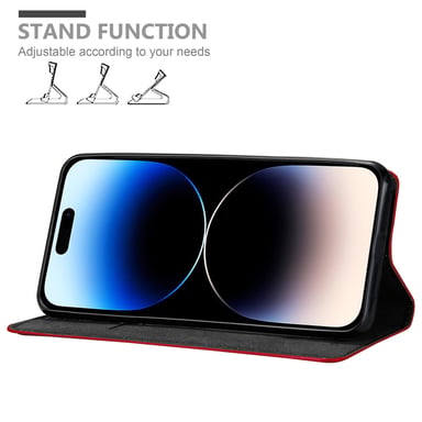 Coque pour Apple iPhone 14 PRO en ROUGE DE POMME Housse de protection Étui avec fermeture magnétique, fonction de support et compartiment pour carte