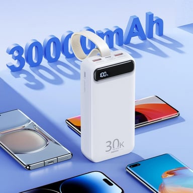 Remax RPP-522 30000mAh Power Bank 2x USB 20W + 22,5W PD USB-C QC Quick Charge LCD Azul