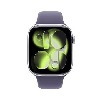 Apple Watch Series 11 GPS 46mm Boitier en Aluminium Argent avec Bracelet Sport Brume Violette - M/L