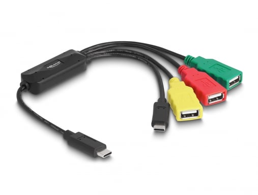 Delock Cavo Hub USB 2.0 a 4 porte da USB Tipo-C a 3 x USB-A femmina + 1 x USB-C maschio