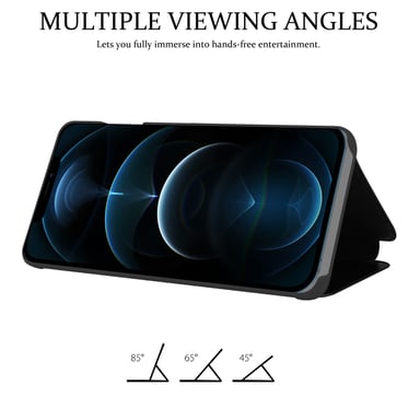 Coque pour Apple iPhone 13 PRO MAX en TOURMALINE NOIR Clear View Housse de protection Étui de protection miroir avec fonction de support Protection à 360 degrés