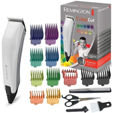 Tondeuse homme Remington HC5035 ColourCut filaire Noir à lames auto-affûtées en acier inoxydable, 11 guides 1,5 à 25 mm, réglage 0,5 à 2 mm