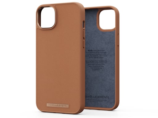Coque Njord byELEMENTS Genuine Leather pour Apple iPhone 14 Plus - Cognac