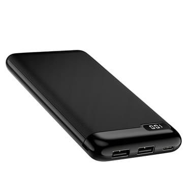 Batería Externa 10000 mAh 2 Salidas USB Pantalla LED Digital Setty Negro
