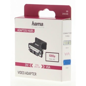 Hama 00200340 changeur de genre de câble DVI-I VGA (D-Sub) Noir