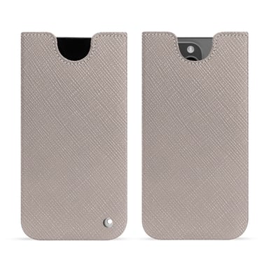 Pochette cuir Apple iPhone 15 Pro Max - Pochette - Gris - Cuir saffiano