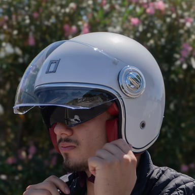 Casque Jet Heritage NOX Blanc perle, taille M