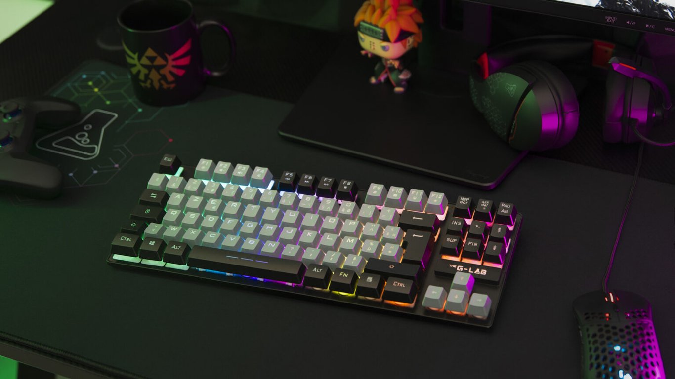 The G-Lab Keyz Caesium clavier Gaming USB AZERTY Français Noir, Gris - Neuf