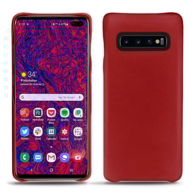 Coque cuir Samsung Galaxy S10+ -  - Rouge - Cuir lisse