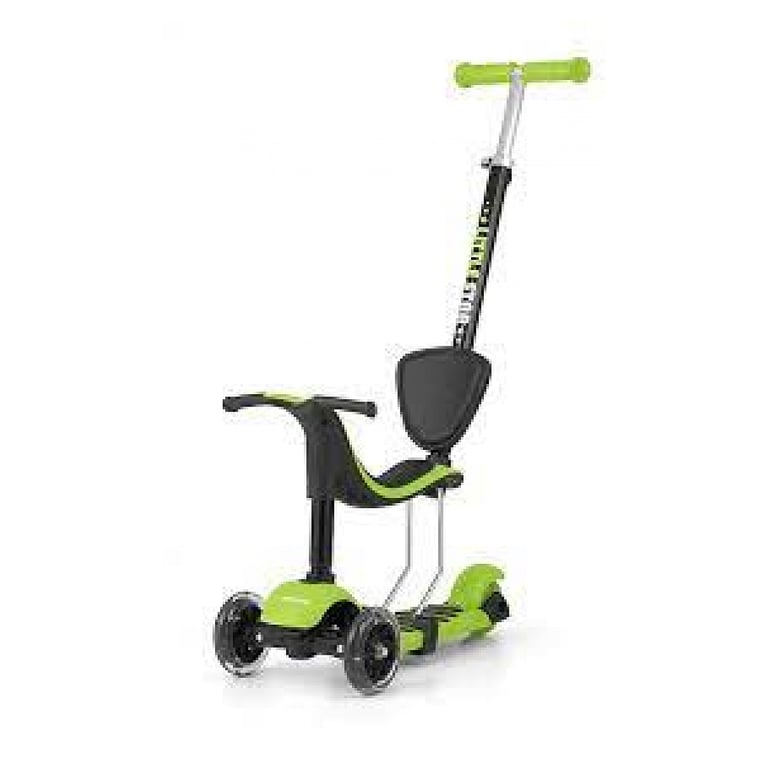 Milly Mally Porteur Trottinette 3 en 1 LITTLE STAR Vert - Évolution et Amusement