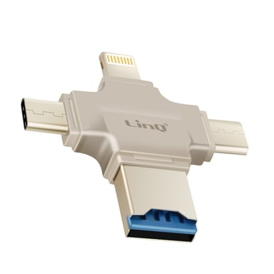 Lettore schede micro-SD OTG prese USB-C, Micro-USB, Lightning e USB