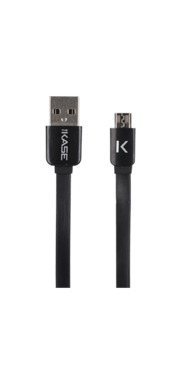 Cable plano a micro USB (1 m) para Android, negro azabache