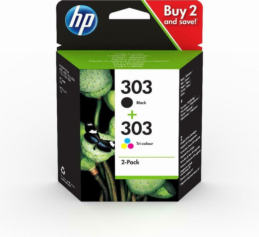 HP Pack de 2 cartouches authentiques d'encre noire/trois couleurs 303 - Neuf