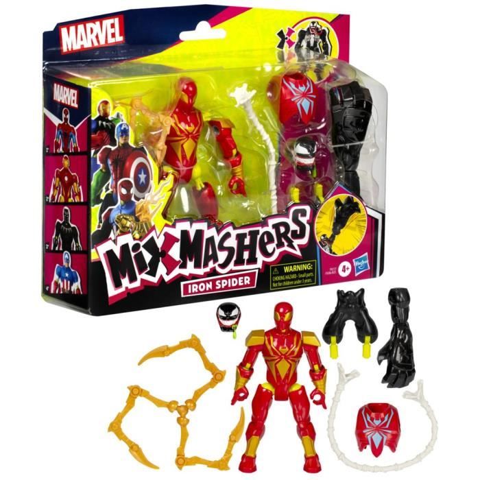 MixMashers Iron Spider Deluxe, figurine 12 cm personnalisable a mélanger et combiner avec accessoires, Marvel, des 4 ans - Neuf
